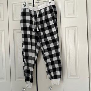 Black and white plaid pajama pants, worn often, size S